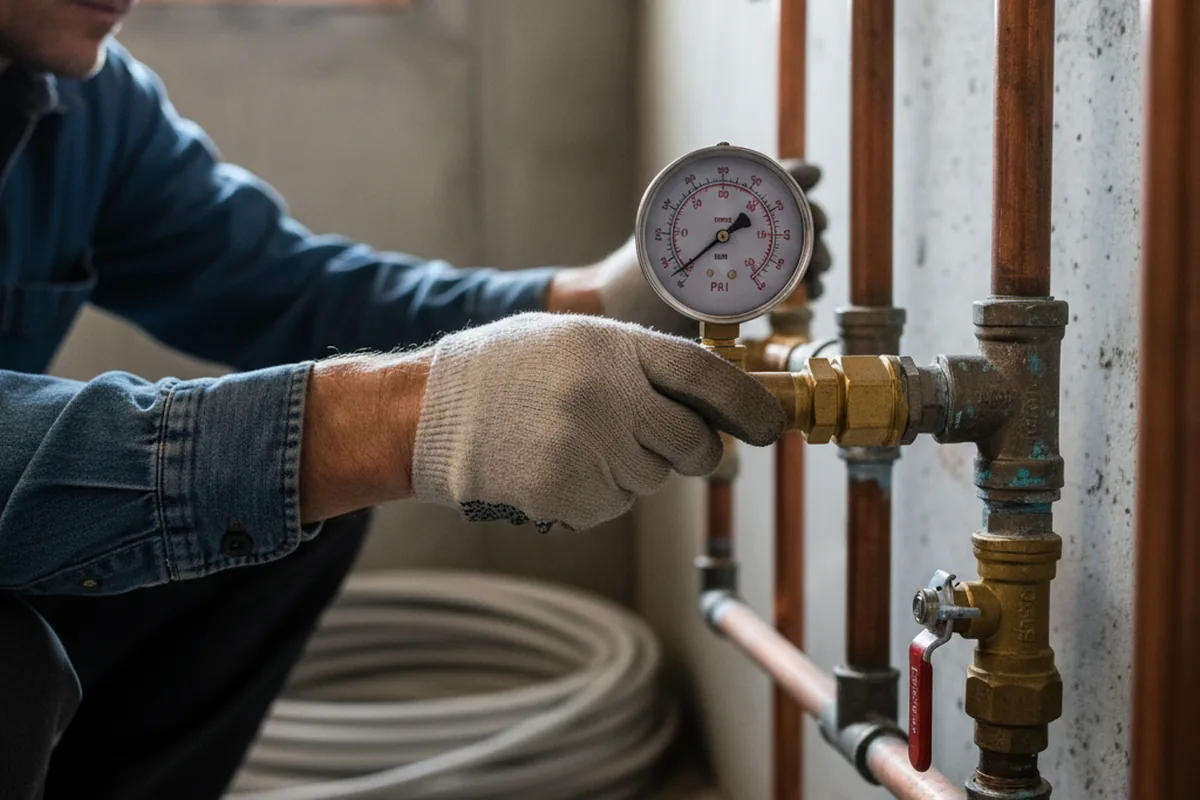 Pressure testing a repaired line during Water Line Repair in Connersville